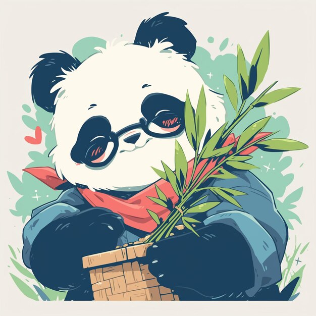 A panda farmer cartoon style