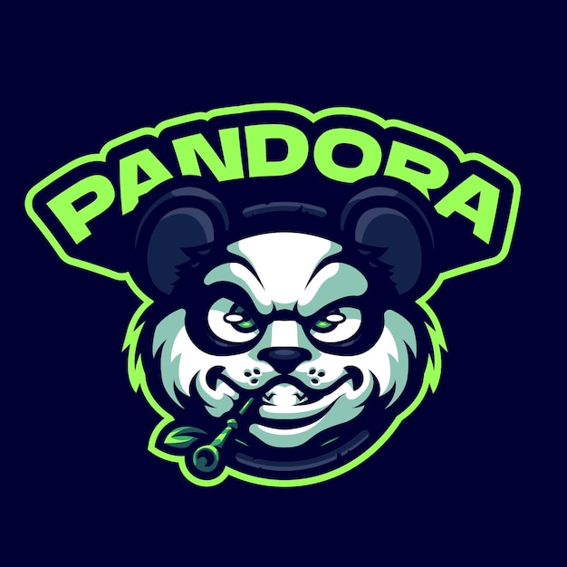 Vector panda fighter mascot logo template voor sport bussiness en gaming team geïsoleerd op achtergrond