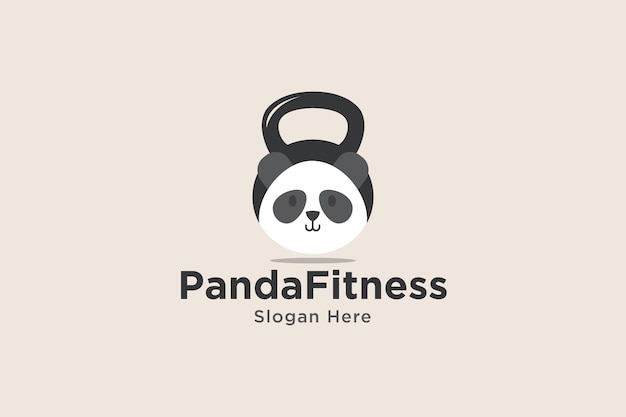 Вектор элемента шаблона логотипа panda fitness подходит для детского вектора фитнес-бизнеса