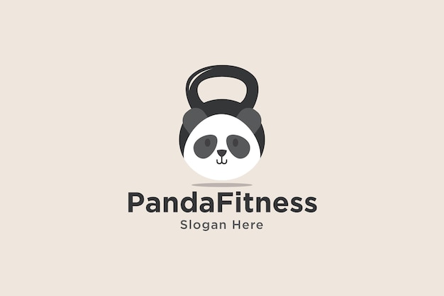 Panda Fitness 로고 디자인 템플릿 요소 벡터 피트니스 비즈니스 키즈 벡터에 적합