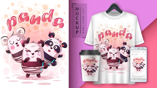 Vector panda friend poster en merchandising