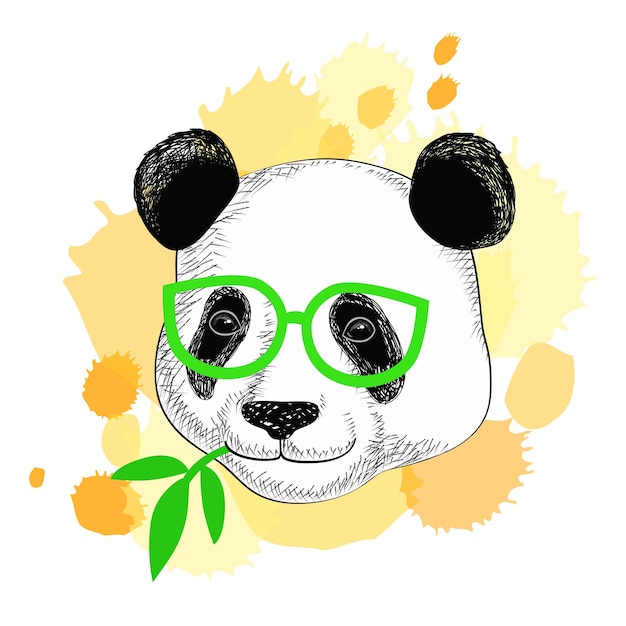 Vector panda in glasses vector illustration