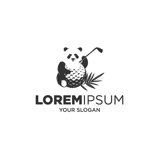 Logo di sagoma panda e golf