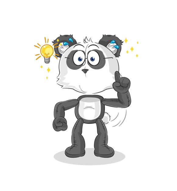 Panda got an idea cartoon mascot vector