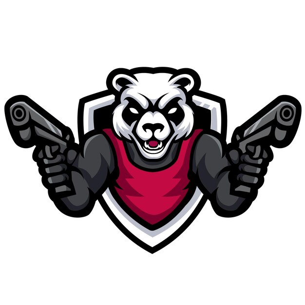 Logo della mascotte panda gunners esport