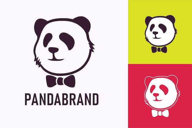 Vector panda head logo with bow tie