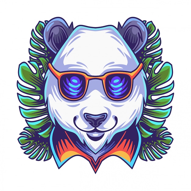 Panda head logo with glases