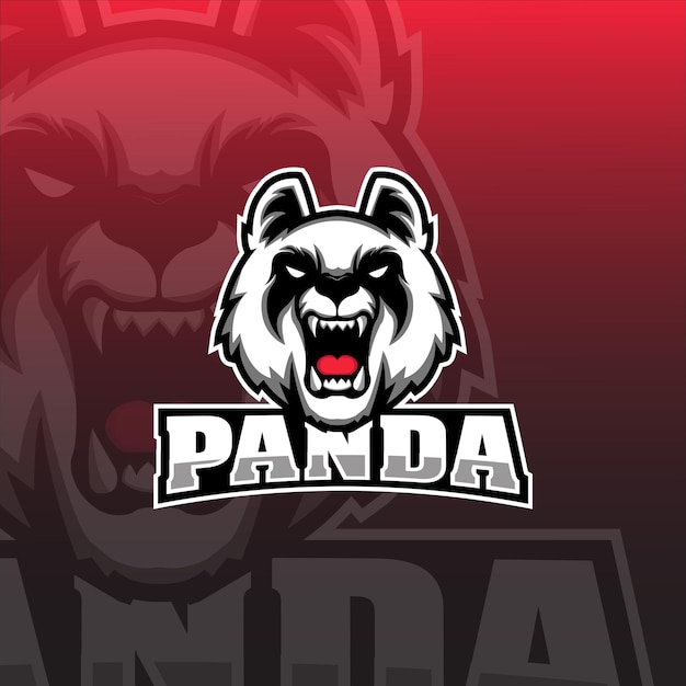 Panda head mascot logo design Premium Vector