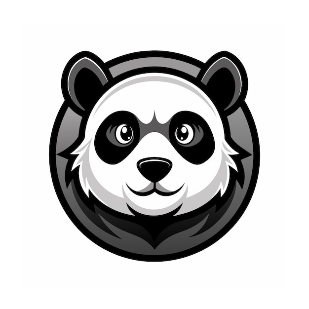 Vector a panda head with a black nose and a round face