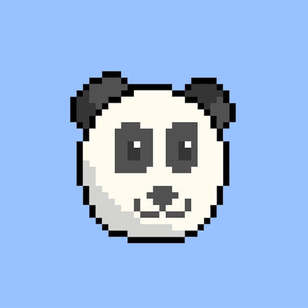 Panda head with pixel art style