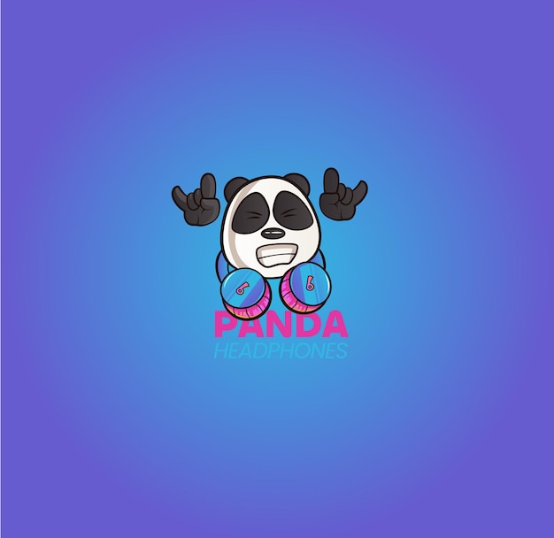 Modello di progettazione del logo vettoriale delle cuffie panda