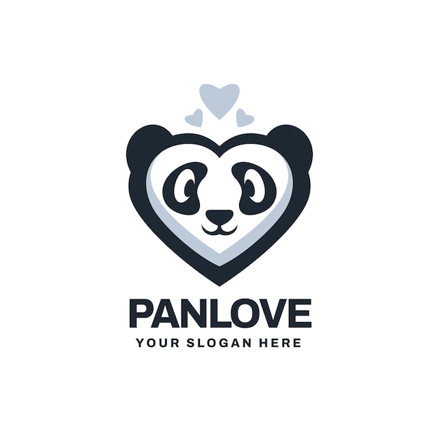 Vector panda hoofd liefde vorm logo vector pictogram illustratie