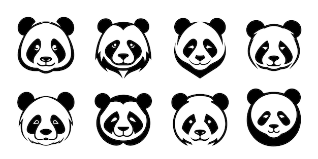 ベクトル パンダ・アイコン (panda icon) パンダ・ロゴ (panda logo) アブストラクト・デザイン・ベクトル・テンプレート (vector template) ネガティブ・スペース・スタイル (negative space style) 野生動物園のロゴタイプ (wild animal zoo logotype)