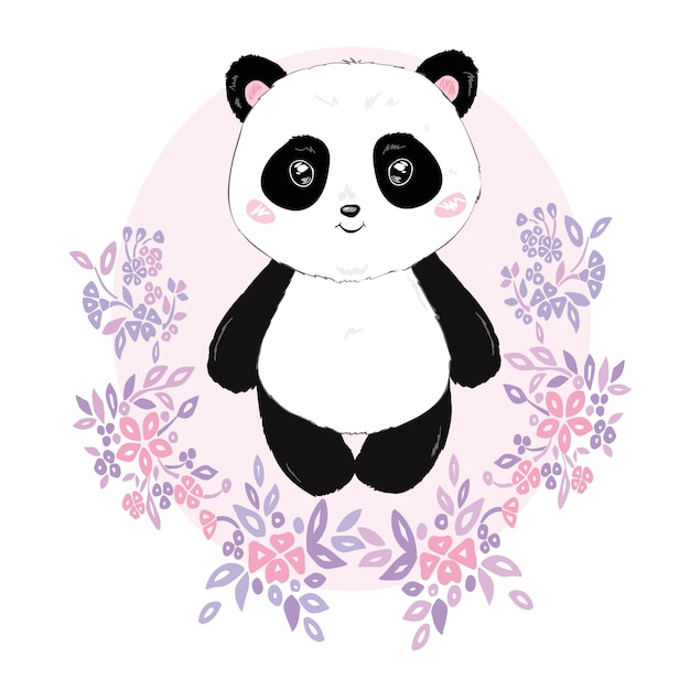 Panda illustratie vector, schattige panda hoofd geïsoleerd op een witte achtergrond