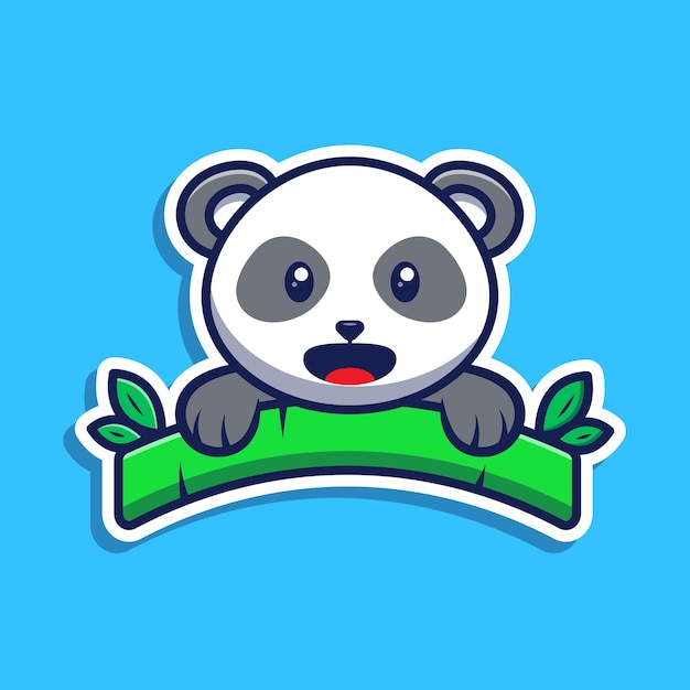 Panda illustration. Cute baby panda with bamboo vector illustration