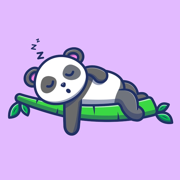 Panda illustration. Cute panda sleep on bamboo vector illustration