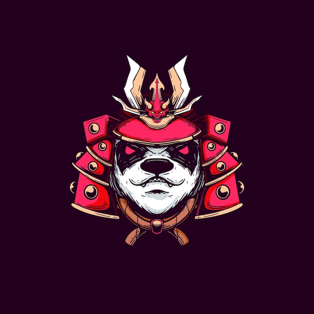 Vector panda illustration samurai design t shirt