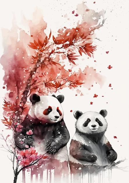 Panda in aquarel stijl vector ontwerp