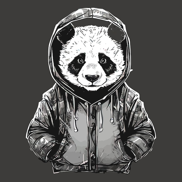 panda in een hoodie vectorillustratie