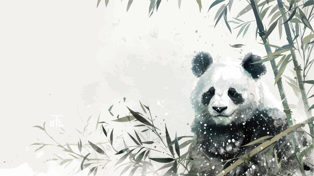 Panda in het bamboewoud Vectorillustratie van een panda