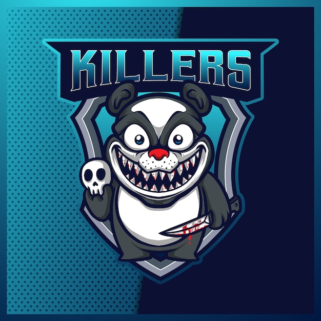 Panda Killers Creepy Esport 및 스포츠 마스코트 로고 디자인