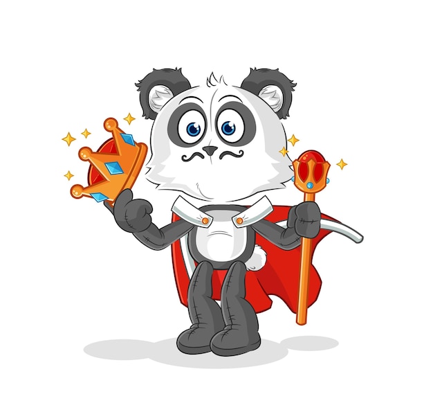 Panda king vector cartoon character