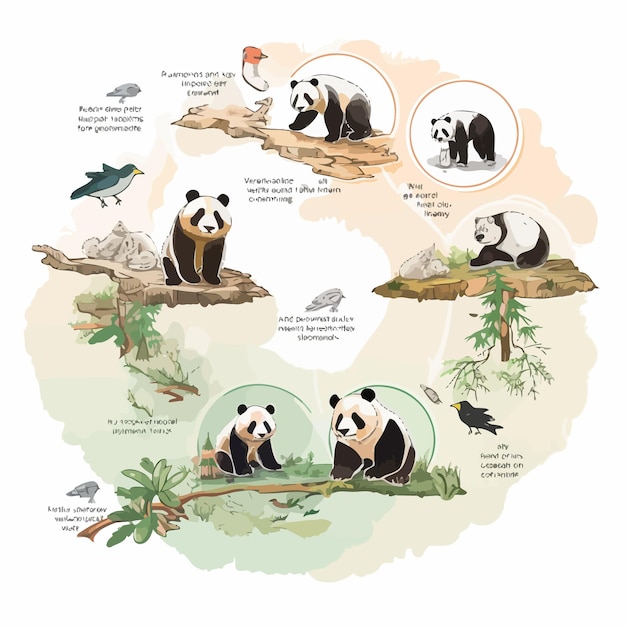 Vector panda_life_cycle_infographic_vector