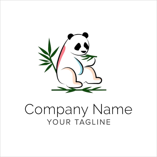 Vettore panda line art logo design semplice e minimalista vettore di illustrazione del logo animale