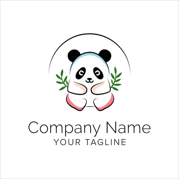 Panda line art logo design Simple modern minimalist animal logo illustration vector