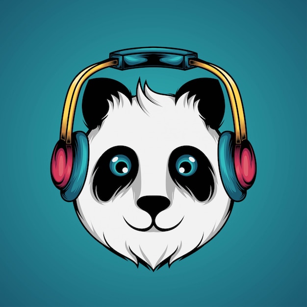 Vector panda listen music