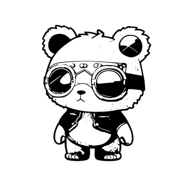 Panda logo Anime kawaii illustration