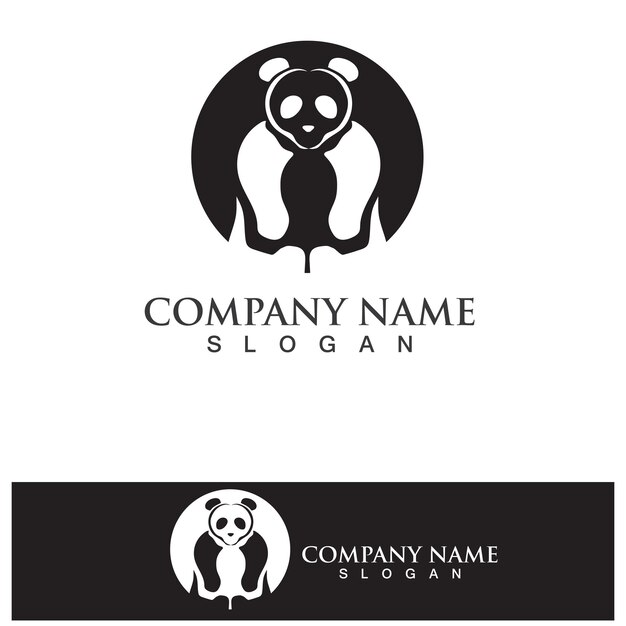 Panda logo black and white head