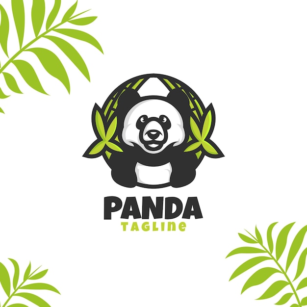 Panda logo cartoon met cirkel bamboe