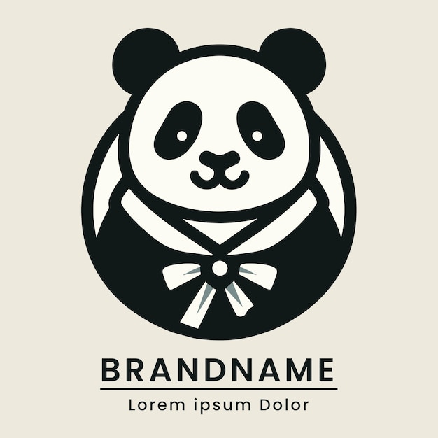 Panda logo wear cute clothes modern simple style cute branding