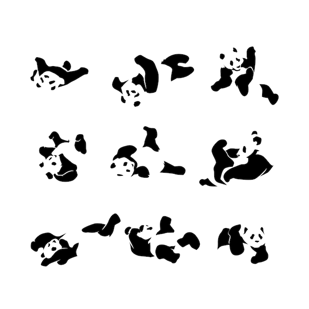 寝そべるパンダのシルエット デザイン コレクション