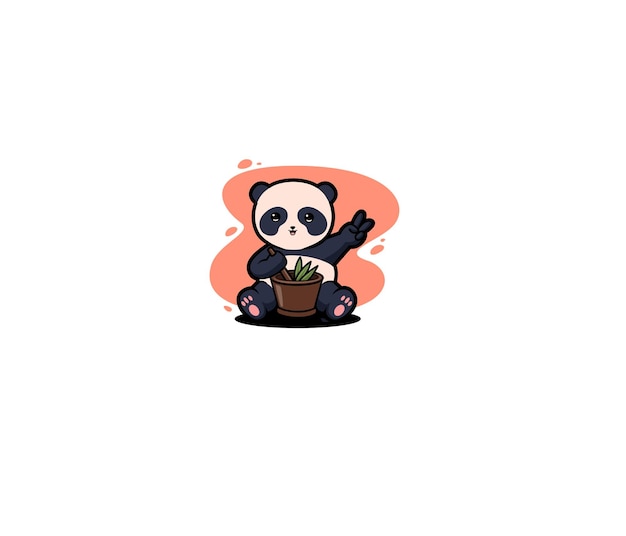 Панда делает иллюстрацию травяной смеси