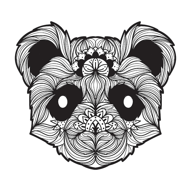 Illustrazione vettoriale di panda mandala