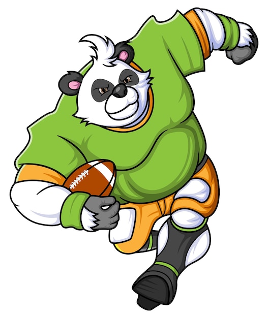 The panda mascot of American football complete with player clothe