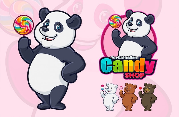 Panda mascotte design per affari o logo.