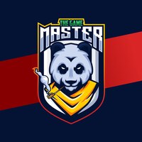 Panda mascot esport logo design with master style character for gamer and sport