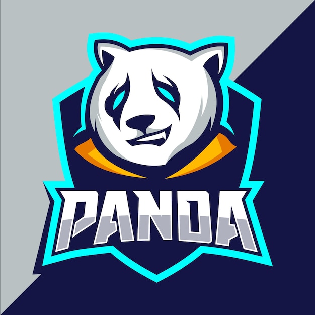 Vettore panda mascotte esport logo design
