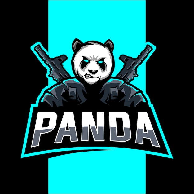 Vettore panda mascot esport logo design