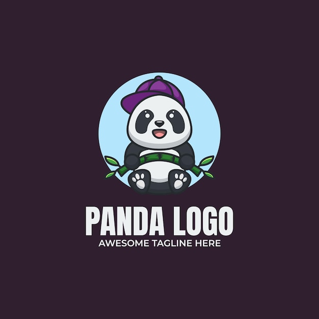 Vettore design del logo della mascotte del panda