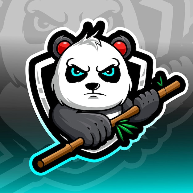 Modello di logo della mascotte del panda