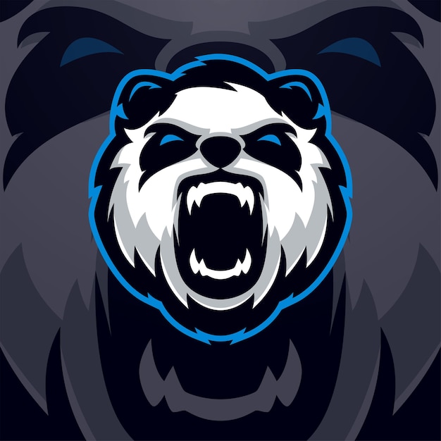 Panda masscot logo esport illustrazione vettore premium