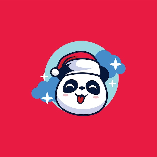 Vettore illustrazione di panda merry christmas con vettore