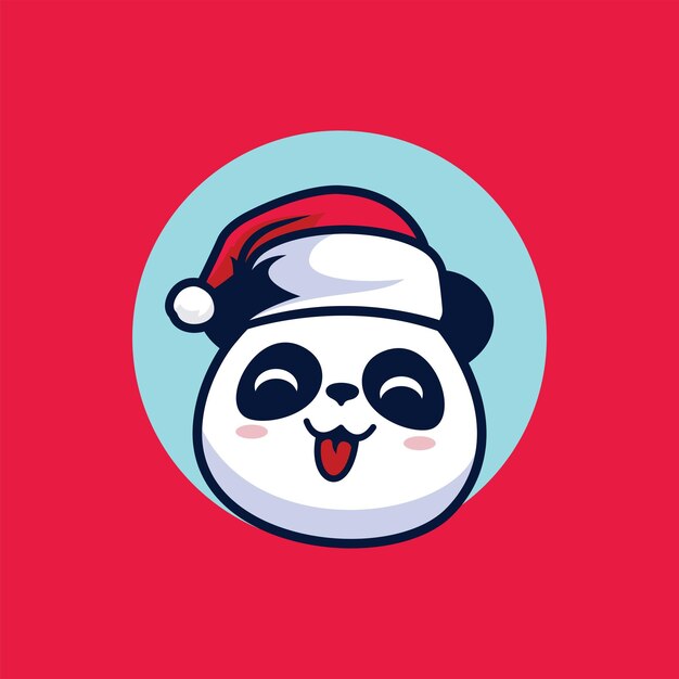 Illustrazione di panda merry christmas con vettore