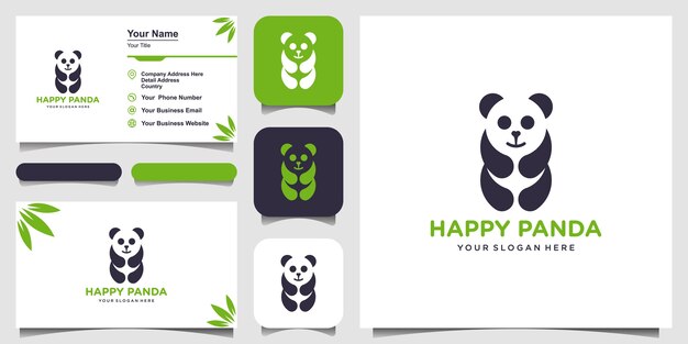 Panda met lijntekeningen logo illustratie