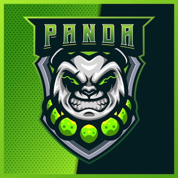 Panda monk esport en sport mascotte logo-ontwerp met moderne illustratie. beer illustratie