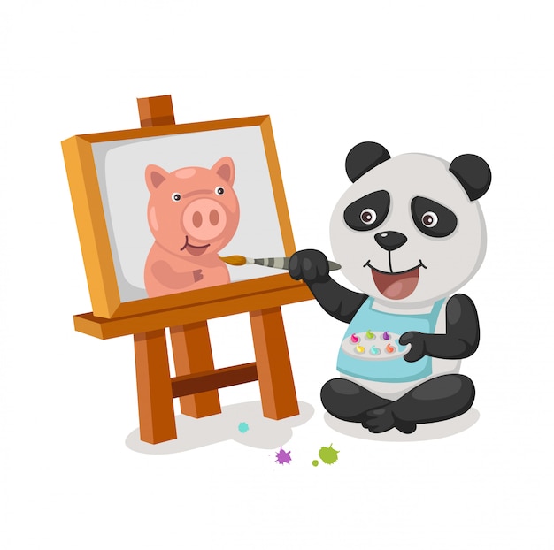 Panda painting vector